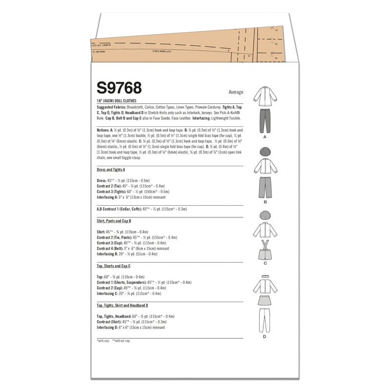 Simplicity Groovy 18"" Clothes Sewing Pattern Packet by Elaine Heigl Designs, Code S9768, for 18 Inch Dolls, Multicolor - Image 2